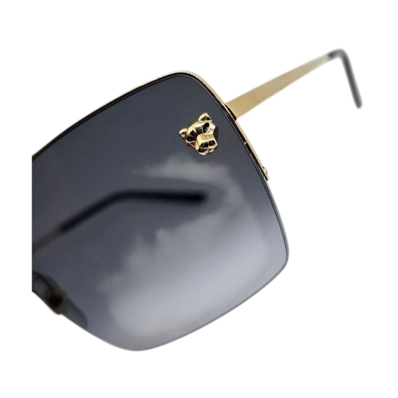 CARTIER Gold and Black Square Sunglasses - Picture 5 of 9